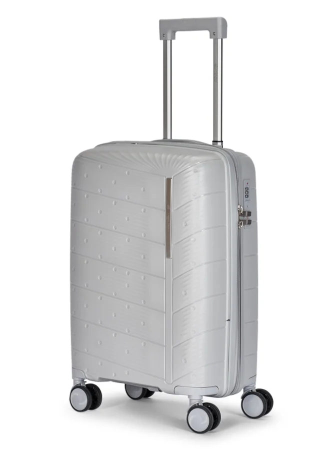 ليمرا طقم شنط سفر 3 قطع من البولي بروبلين عالي الجودة - هيكل صلب مقاوم للكسر والصدمات مع عجلات دوارة 360 درجة - لون فضي